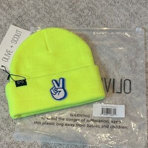 Olive & Scout Patch Beanie, Neon Yellow Small